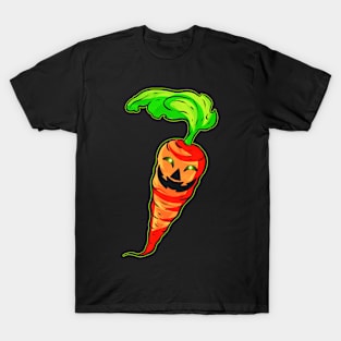 Evil Carrot With Jack O Lantern Face Costume Halloween T-Shirt